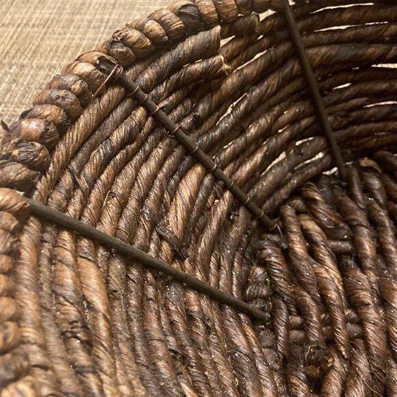 Dark Brown Woven Handled Oval Rustic Open Basket - Picture 7 of 12